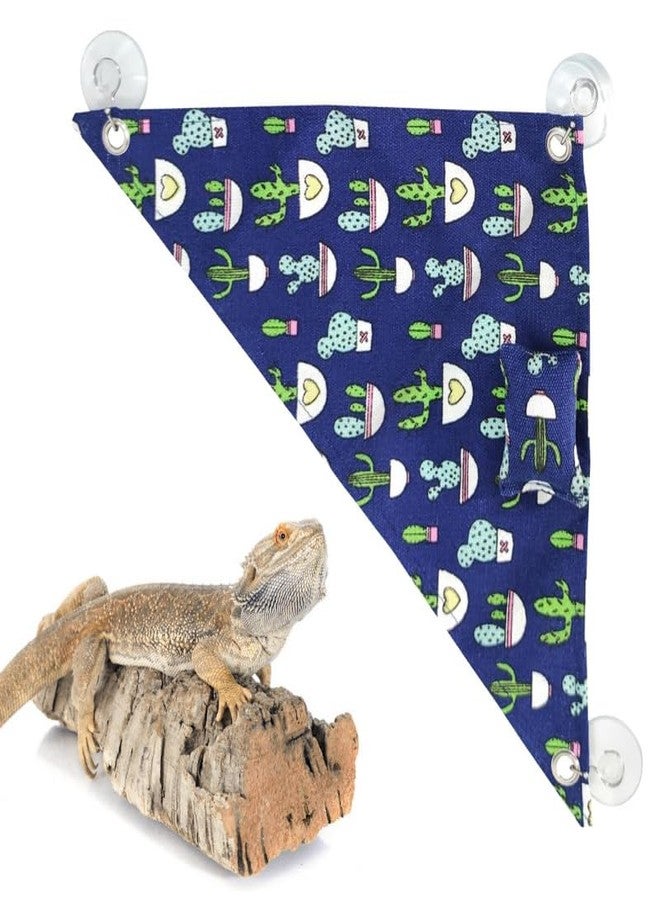hokable Bearded Dragon Hammock Swing Hanging Reptile Bed Lounger with Pillow Hooks & Suction for Large Small Bearded Dragons Geckos Lizards Snakes (Blue) - Image 1